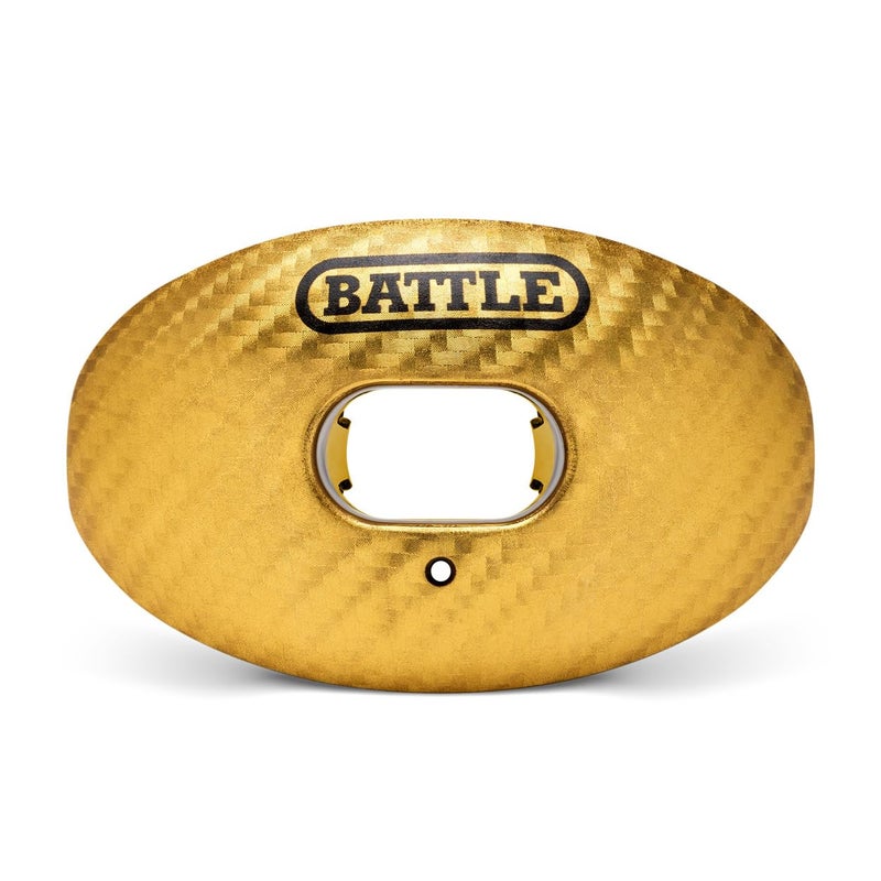 Battle Sports Carbon Oxygen Football Mouthguard - with a Convertible Strap, Superior Airflow & Better Performance, Maximum Protection & Breathability Football Mouthpiece, Works with Braces - Gold - Image 1